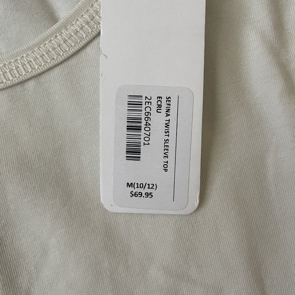 Soft Surroundings Shirt Womens Medium Cream Ecru Twisted Slit Sleeve Top NEW - Picture 4 of 11